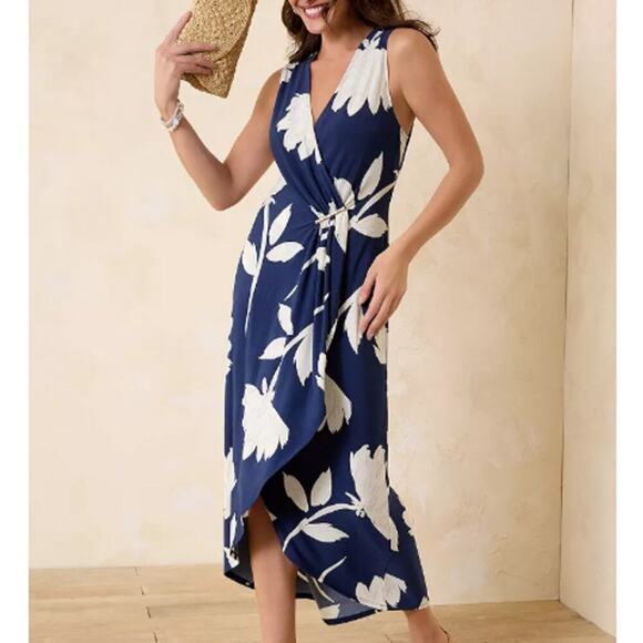 Tommy Bahama Women's Island Navy Flora Nights Midi Dress Size M - Picture 9 of 9